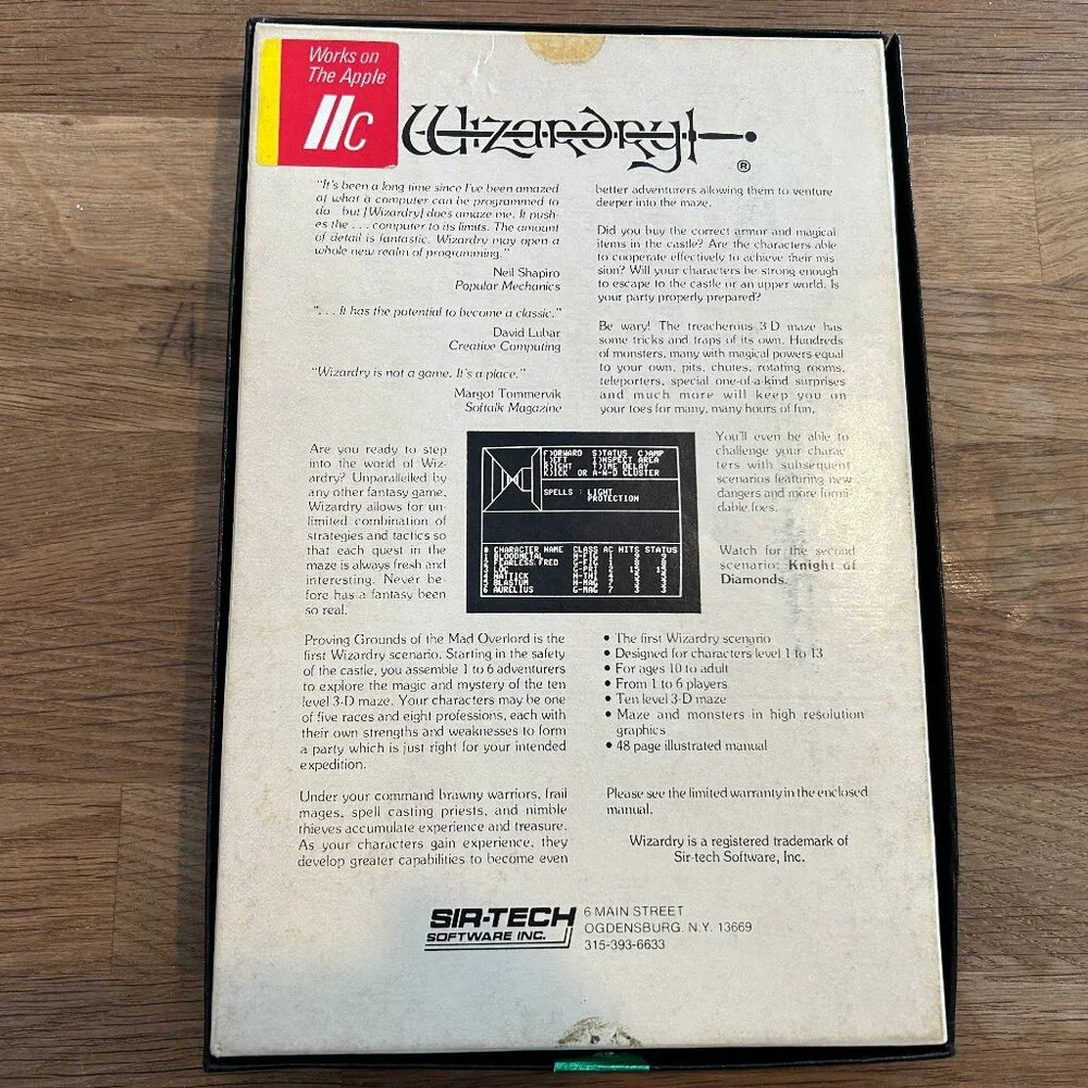 Vintage Apple II RPG Wizardry: Proving Grounds of the Mad Overlord - Sir-Tech -